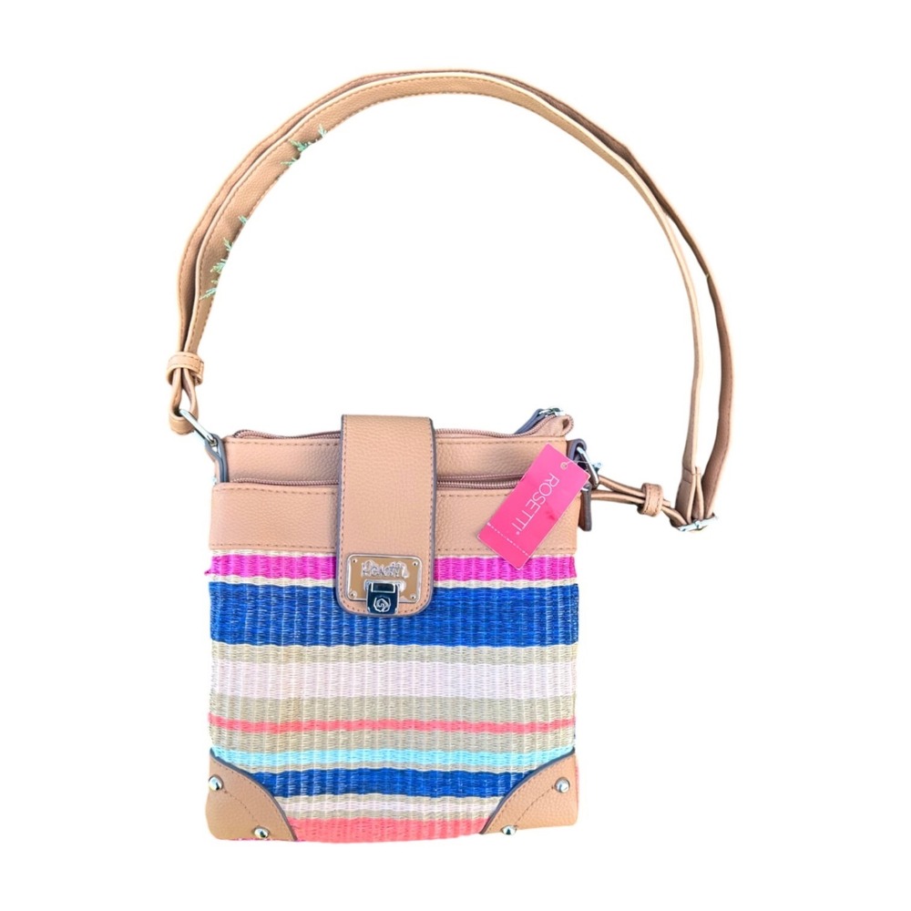 Rosetti Women's Bungalow Multi Double Time Faux Leather/Woven Crossbody Bag NWT - Picture 1 of 11